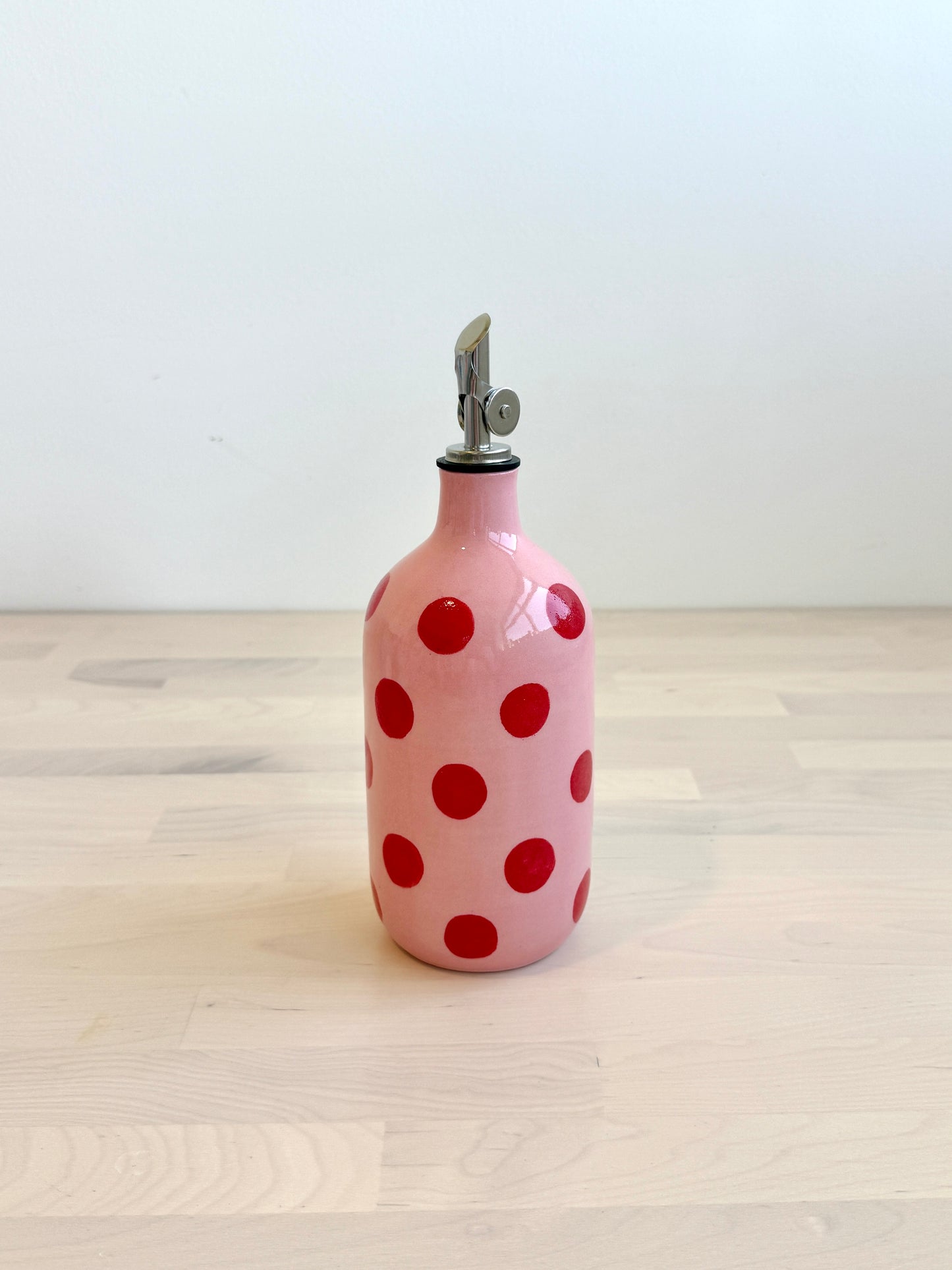 Red & Pink Polka Dot Oil Bottle