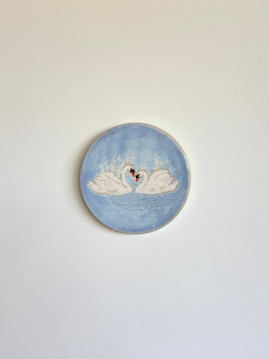 Love Story Ceramic Painting (White Swans)